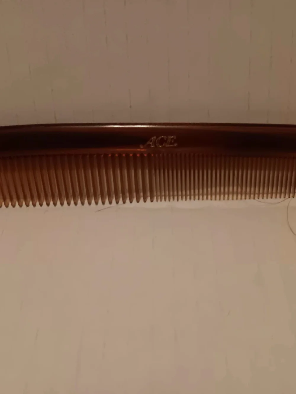 Vintage ACE Hair Plastic Comb Brown Used Clean Standard